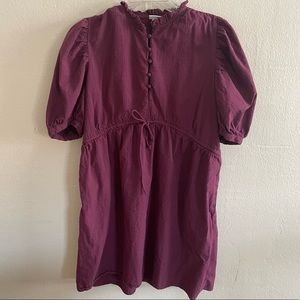 Puff Short-Sleeve Seersucker Dress
